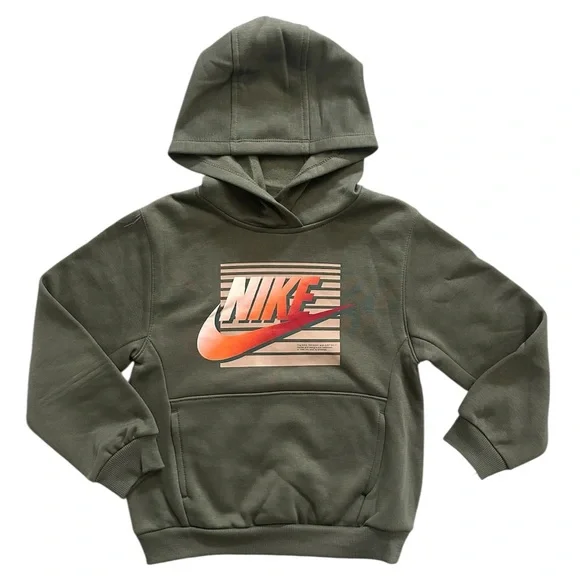 Nike Boys Size 6 Hooded Sweatshirt & Jogger Pants Olive Green 2PC Set NWT - Picture 2 of 4